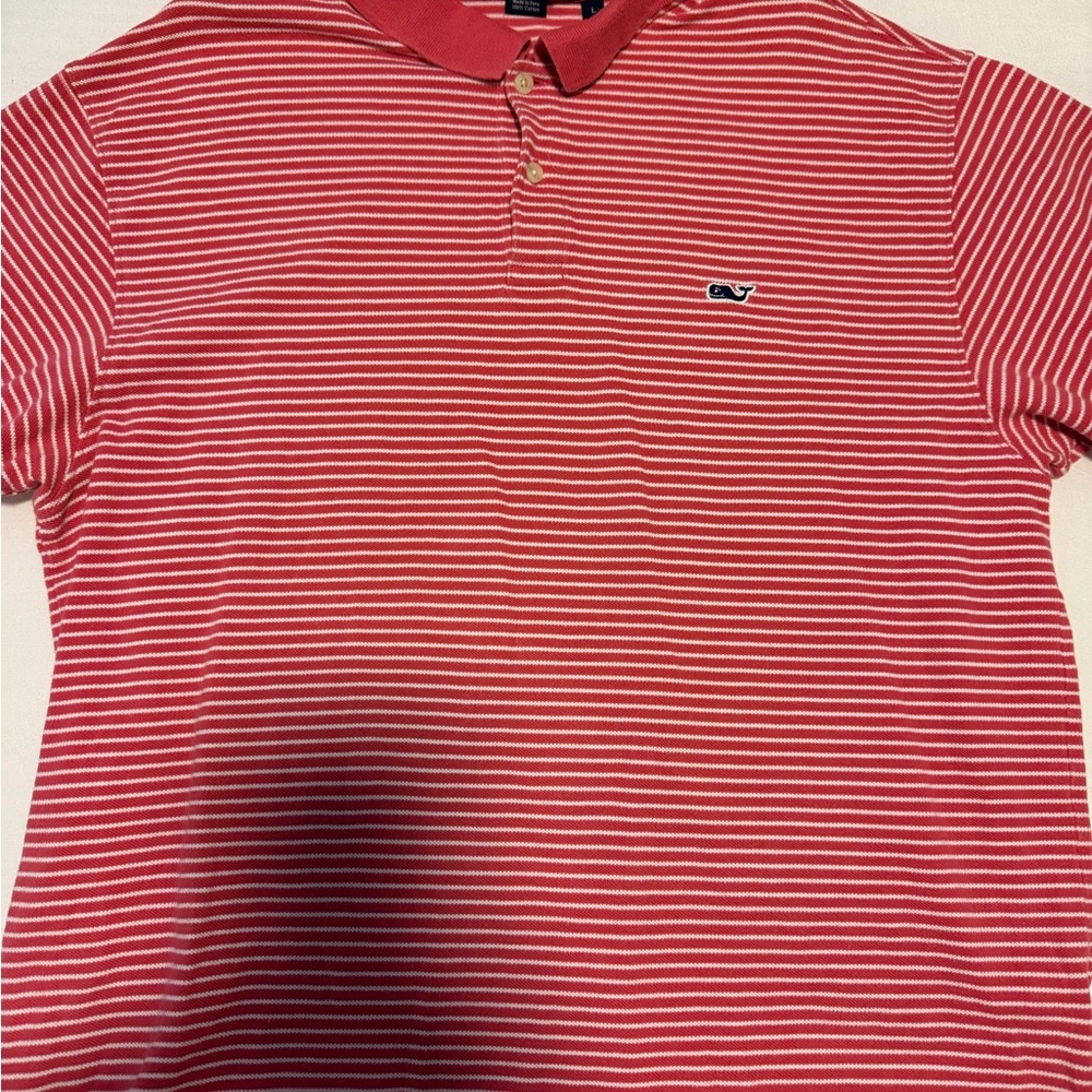 Vineyard Vines Red and White Striped Polo Shirt